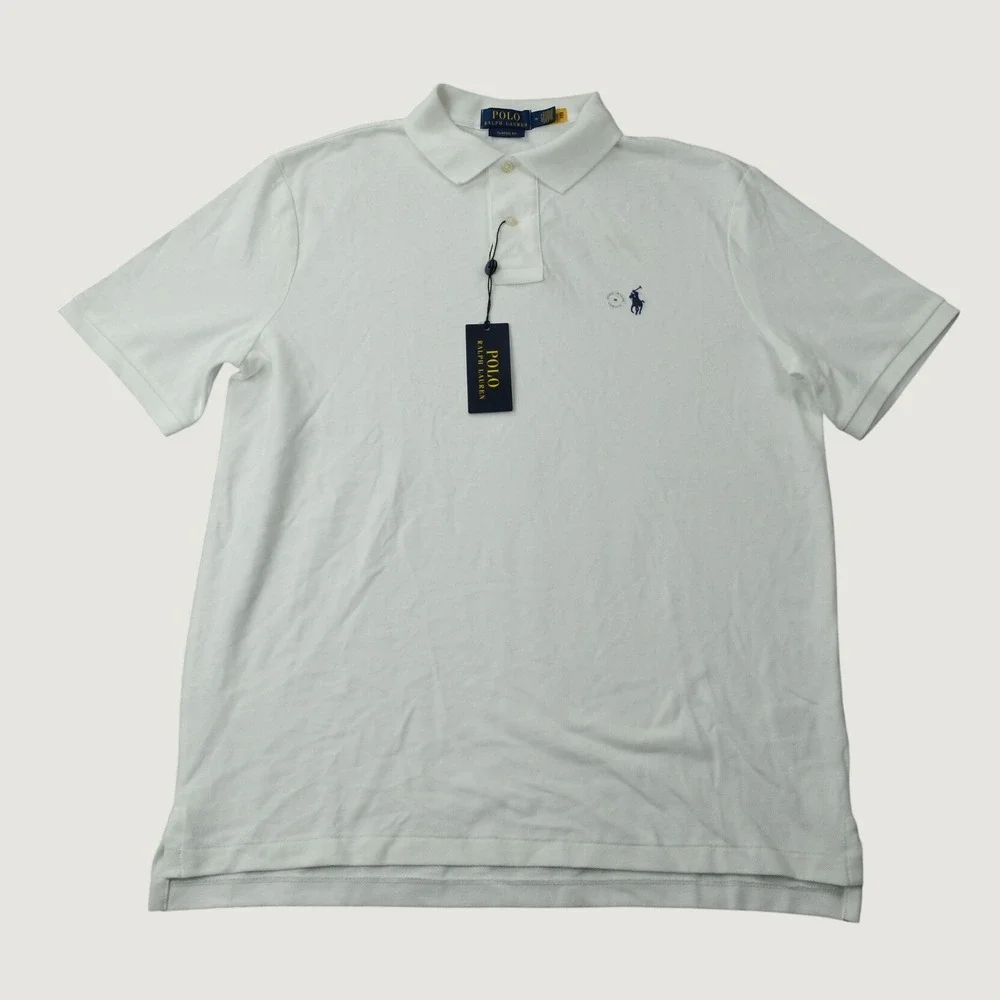 Polo Ralph Lauren Shirt Classic Fit Medium White Cotton NWT Flaws MSRP $118